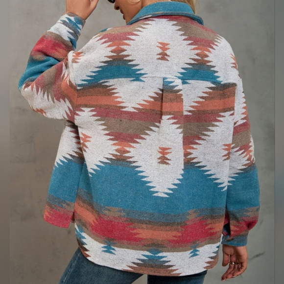 Tribal Treasures Collared Jacket - Blue - Picture 4 of 5